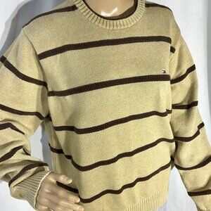 Tommy Hilfiger Mens Sz L Sweater Striped 100% Cotton
